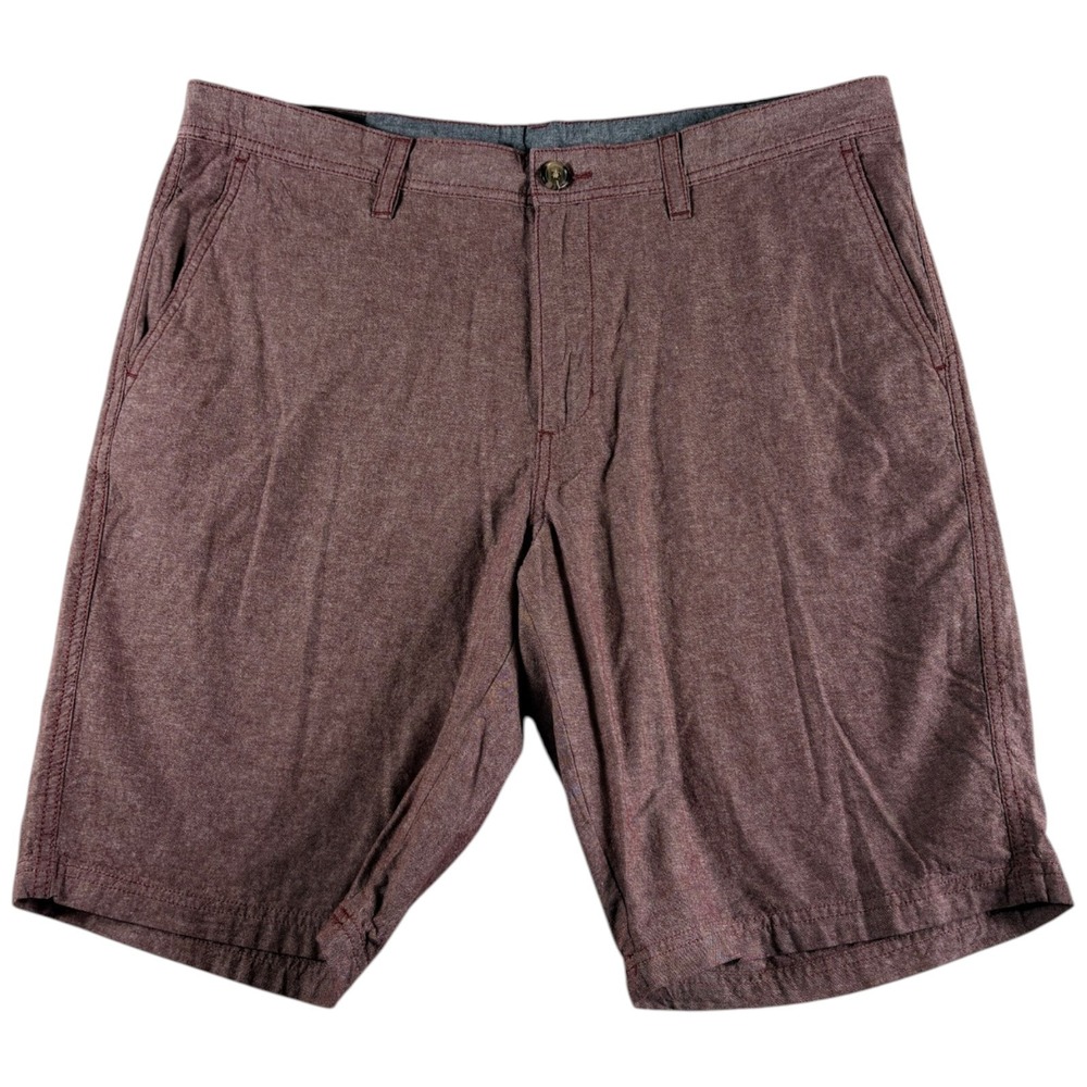 Wallin & Bros Authentic Chino Shorts Mens 39 Heathered Burgundy Cotton Casual